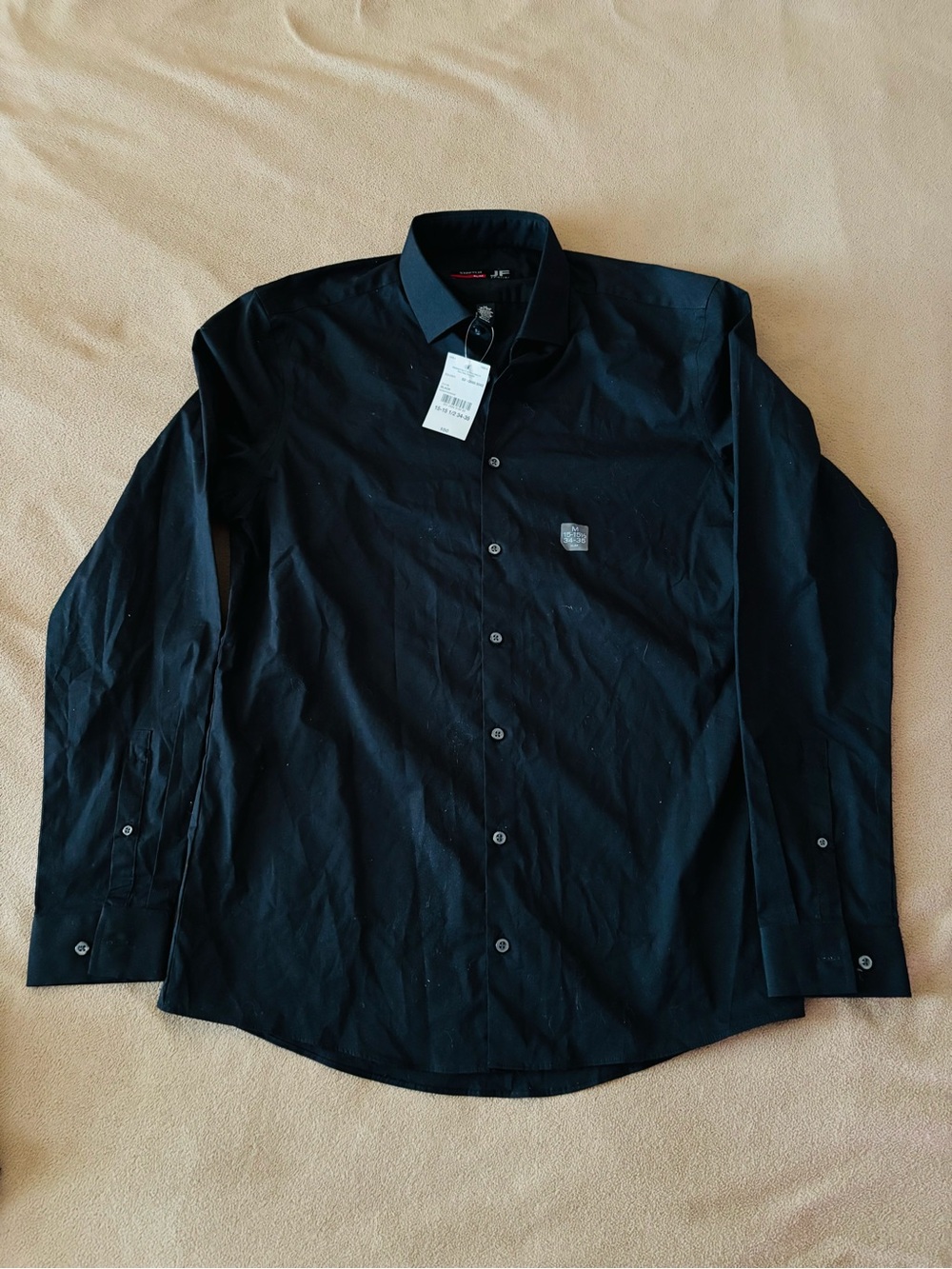 jf j.ferrar Men's Black Long-Sleeve Dress Shirt